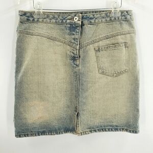 J.Crew blue jean button up distressed mini skirt 10